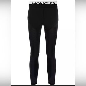 Moncler Jersey Polyamide Leggings Black W/White elastic waistband Sz L
